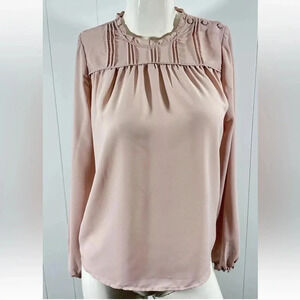 Carolina Belle Montreal Long Sleeve Tunic Top Shirt Pleated Sz Small S